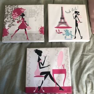 3 pcs set of Paris Eiffel tower poster canvas